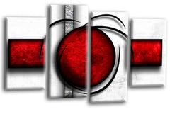LR Abstract Wall Art Print Red White Stripes Circles Framed Split Canvas Picture Ready to Hang