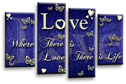 LR Love Quote Wall Art Picture Blue Cream Family Framed Split Panel Print Ready to Hang