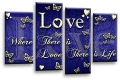 LR Love Quote Wall Art Picture Blue Cream Family Framed Split Panel Print Ready to Hang