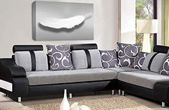 LR Abstract Feather Wall Art Picture Grey White Dream Love Framed Panel Print Ready to Hang