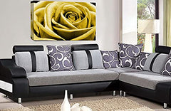 LR Floral Wall Art Print Mustard Yellow Rose Canvas Picture Flower Framed Panel Ready to Hang