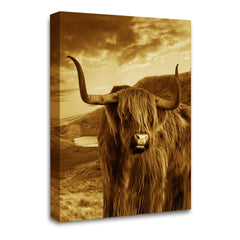 LR Highland Cow Stag Wall Art Picture – Cream & Brown Framed Canvas Print | Ready to Hang | Modern Wall Art for Living Room, Bedroom & Office