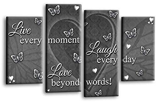 LR Live Laugh Canvas Art Picture Grey White Love Heart Home Split Wall Panel Print