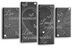 LR Live Laugh Canvas Art Picture Grey White Love Heart Home Split Wall Panel Print