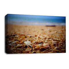 LR Sunset Beach Wall Art Canvas Picture Pebbles Seascape Framed Panel Print Ready to Hang