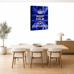 LR Keep Calm Wall Art Picture – Blue & White Typography Framed Canvas Print | Ready to Hang | Modern Wall Art for Living Room, Bedroom & Office