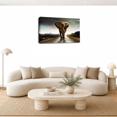 LR African Elephant Wall Art Picture Framed Canvas Print | Ready to Hang | Modern Wall Art for Living Room, Bedroom & Office