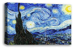 LR Starry Night Wall Art Picture Van Gogh Print Framed Reproduction Canvas Ready to Hang