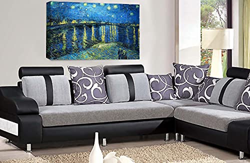 LR Starry Night Wall Art Picture Van Gogh Print Framed Reproduction Canvas Ready to Hang