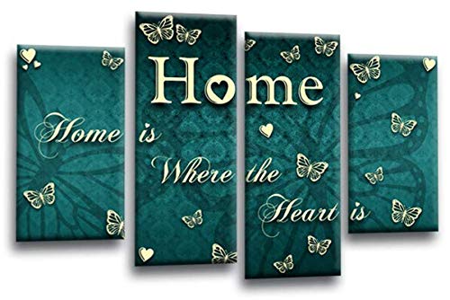 LR Love Quote Home Wall Art Picture Teal Cream Family Framed Split Panel Print Ready to Hang