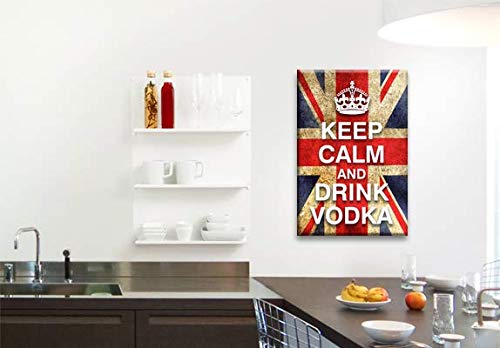 LR Keep Calm Wall Art Canvas Picture Drink Tea Red White Blue Union Jack Home Framed Panel Print Ready to Hang