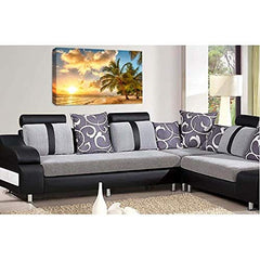 LR Sunset Beach Tropical Wall Art Picture Island Palm Tree Framed Canvas Panel Print Ready to Hang