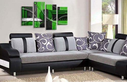 LR Abstract Wall Art Canvas Picture Green White Grey Circles Home Framed Split Panel Print Ready to Hang