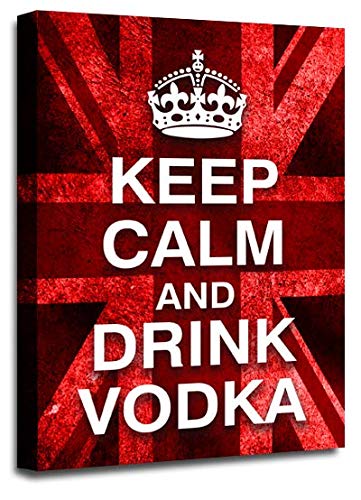 LR Keep Calm Wall Art Canvas Picture Drink Vodka Red White Union Jack Home Framed Panel Print Ready to Hang