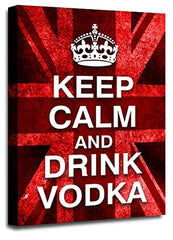 LR Keep Calm Wall Art Canvas Picture Drink Vodka Red White Union Jack Home Framed Panel Print Ready to Hang