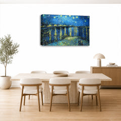 LR Starry Night Wall Art Picture – Van Gogh Fine Art Framed Canvas Print | Ready to Hang | Modern Wall Art for Living Room, Bedroom & Office