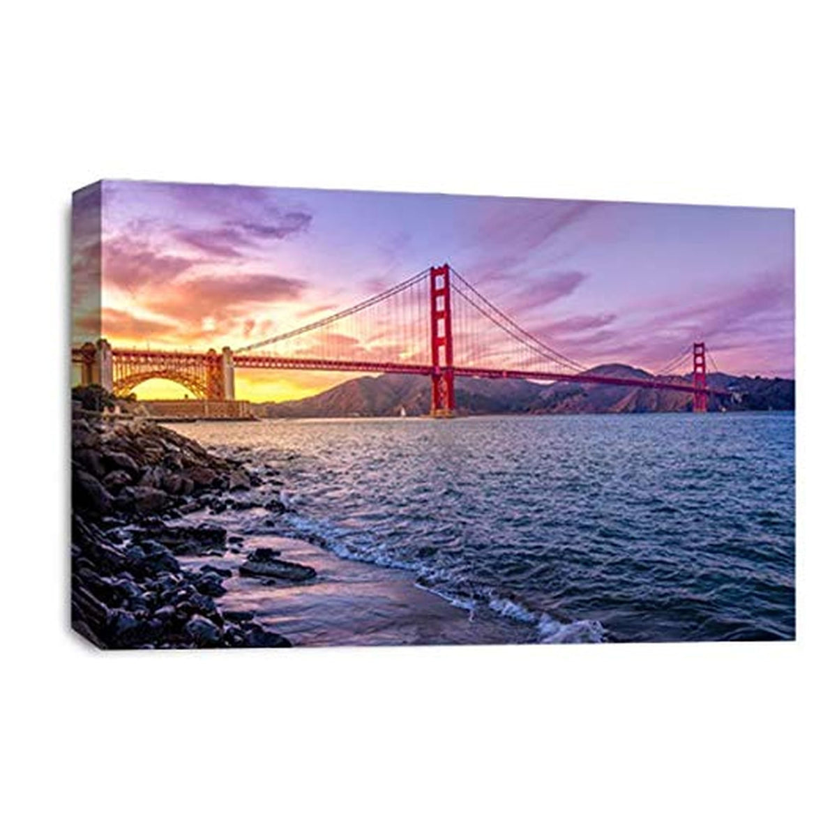 LR Golden Gate Bridge Wall Art Picture – San Francisco Framed Canvas Print | Ready to Hang | Modern Wall Art for Living Room, Bedroom & Office