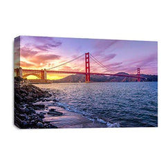 LR Golden Gate Bridge Wall Art Picture – San Francisco Framed Canvas Print | Ready to Hang | Modern Wall Art for Living Room, Bedroom & Office