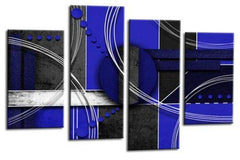 LR Abstract Wall Art Canvas Picture Blue White Grey Circles Home Framed Split Panel Print Ready to Hang