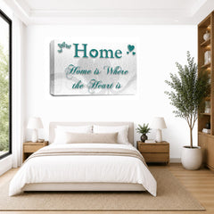 LR Home Love Quote Wall Art Picture – Teal & White Framed Canvas Print | Ready to Hang | Modern Wall Art for Living Room, Bedroom & Office