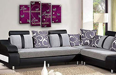 LR Live Laugh Wall Art Print Purple Grey Love Heart Framed Split Panel Picture Ready to Hang
