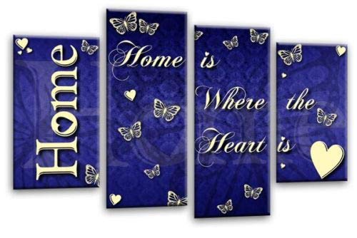 LR Love Quote Home Wall Art Picture Blue Cream Family Framed Split Panel Print Ready to Hang
