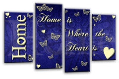 LR Love Quote Home Wall Art Picture Blue Cream Family Framed Split Panel Print Ready to Hang