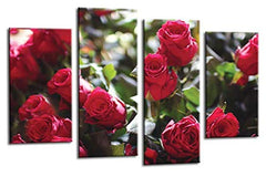 LR Red Floral Rose Wall Art Picture Flower Love Framed Split Canvas Panel Print Ready to Hang