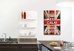 LR Keep Calm Wall Art Canvas Picture Drink Coffee Red White Blue Union Jack Home Framed Panel Print Ready to Hang