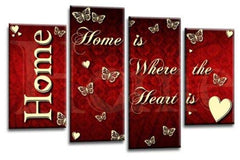LR Love Wall Art Print Red Cream Family Home Quote Framed Split Panel Picture Ready to Hang