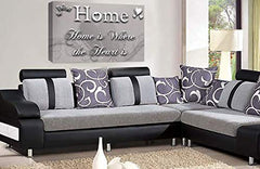 LR Home Love Quote Wall Art Picture – Grey & White Framed Canvas Print | Ready to Hang | Modern Wall Art for Living Room, Bedroom & Office