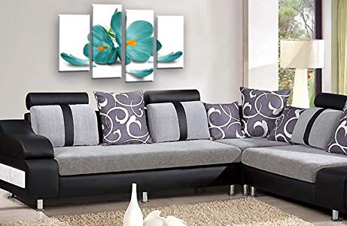 LR Floral Rose Wall Art Teal White Picture Orchid Flower Framed Canvas Split Print Ready to Hang