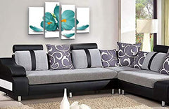 LR Floral Rose Wall Art Teal White Picture Orchid Flower Framed Canvas Split Print Ready to Hang