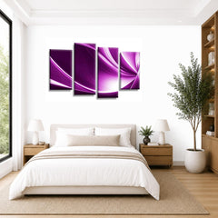 LR Purple Abstract Wall Art Picture – Black & White Modern Framed 4 Panel Split Canvas Print | Ready to Hang | Modern Wall Art for Living Room, Bedroom & Office