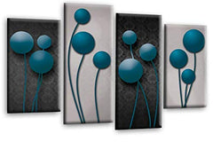 LR Teal Floral Rose Wall Art Picture Grey Abstract Flower Love Framed Split Panel Print Ready to Hang