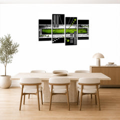 LR Abstract Wall Art Picture – Green & Lime Modern Framed 4 Panel Split Canvas Print | Ready to Hang | Modern Wall Art for Living Room, Bedroom & Office