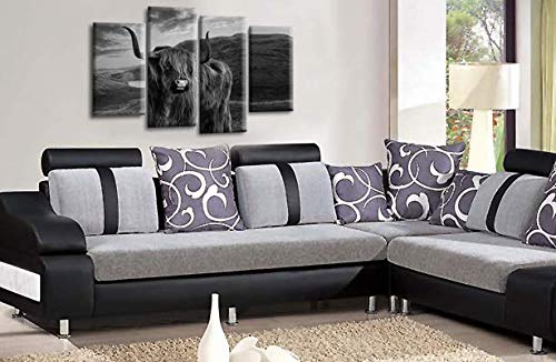 LR Large Highland Cattle Canvas Art Picture Scottish Animal Cow Split Wall Panel Print