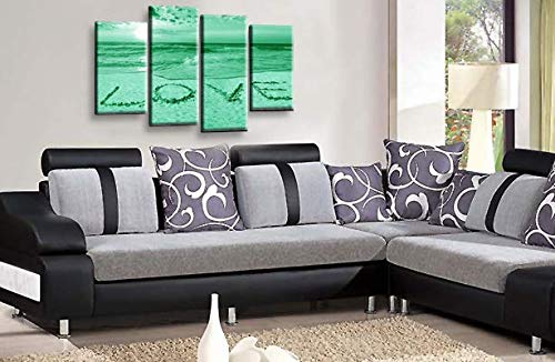 LR Love Beach Wall Art Picture Green Grey Sunset Seascape Quote Split Canvas Print Ready to Hang
