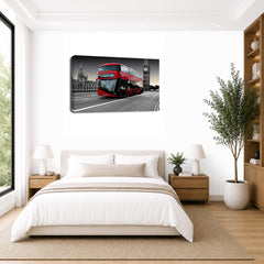 LR London Red Bus Wall Art Picture – Cityscape Framed Canvas Print | Ready to Hang | Modern Wall Art for Living Room, Bedroom & Office