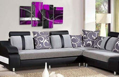 LR Abstract Wall Art Canvas Picture Purple White Grey Circles Home Framed Split Panel Print Ready to Hang