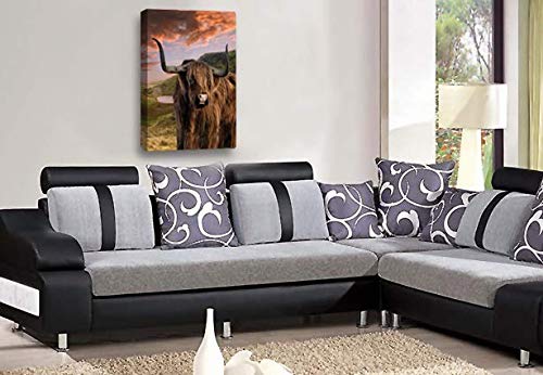 LR Large Highland Cattle Stag Canvas Art Picture Scottish Animal Cow Framed Wall Panel Print