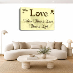 LR Love Quote Wall Art Picture – Cream & Brown Framed Canvas Print | Ready to Hang | Modern Wall Art for Living Room, Bedroom & Office