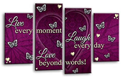 LR Live Laugh Wall Art Print Purple Grey Love Heart Framed Split Panel Picture Ready to Hang