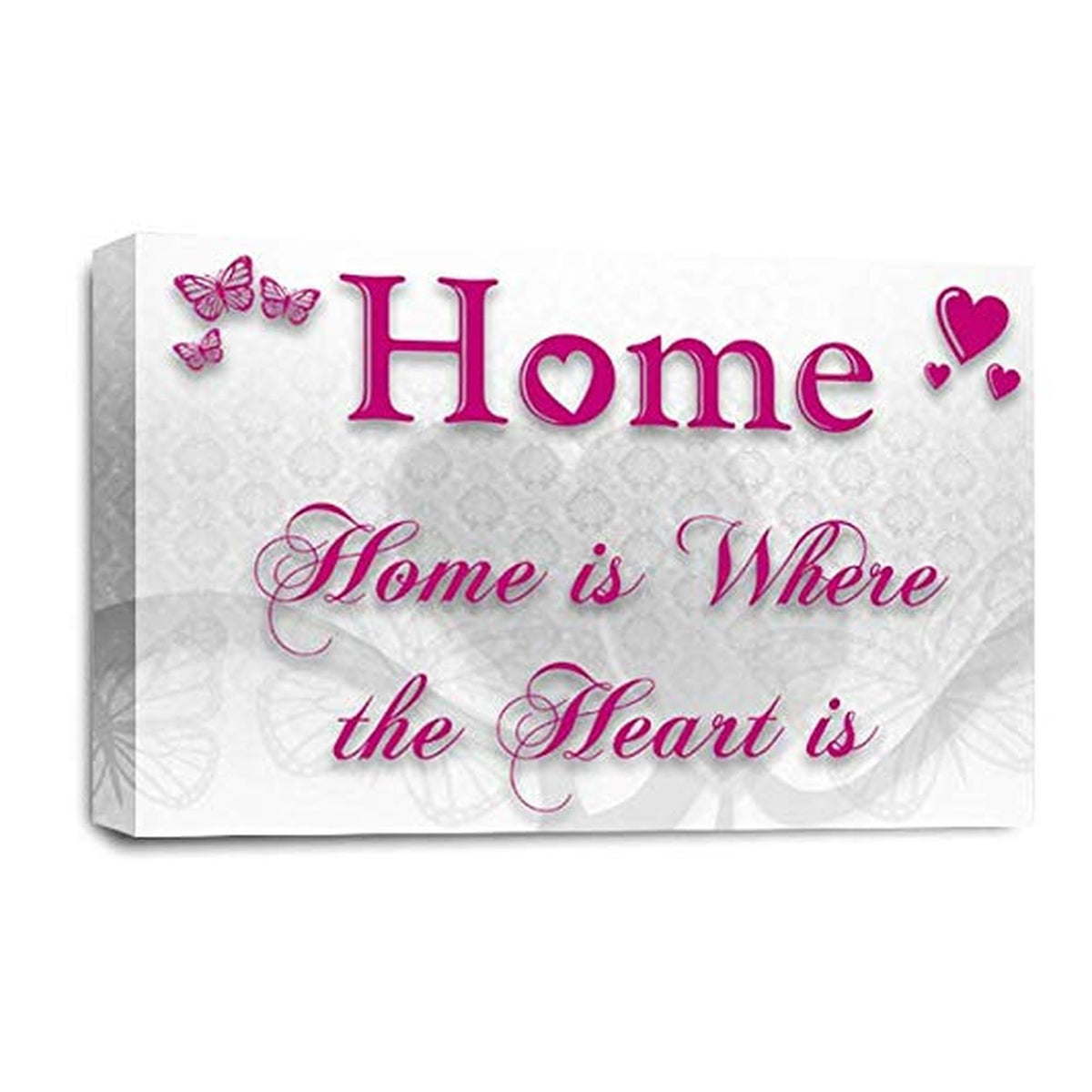 LR Love Wall Art Picture – Pink & White Quote Framed Canvas Print | Ready to Hang | Modern Wall Art for Living Room, Bedroom & Office