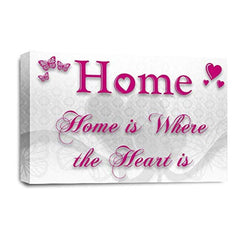 LR Love Wall Art Picture – Pink & White Quote Framed Canvas Print | Ready to Hang | Modern Wall Art for Living Room, Bedroom & Office