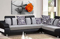 LR Floral Rose Wall Art Picture Orange Grey Flower Love Canvas Print Framed Ready to Hang