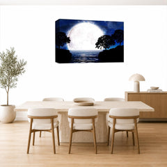 LR Abstract Landscape Wall Art Picture – Blue, Black & White Seascape Framed Canvas Print | Ready to Hang | Modern Wall Art for Living Room, Bedroom & Office