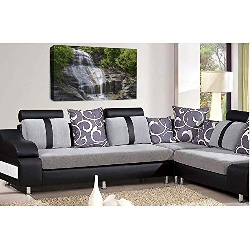 LR Waterfall Forest Wall Art Picture Landscape Trees Framed Canvas Panel Print Ready to Hang