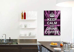 LR Keep Calm Wall Art Canvas Picture Drink Coffee Purple White Union Jack Home Framed Panel Print Ready to Hang