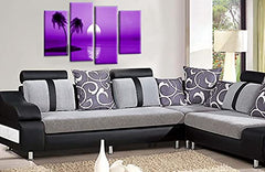 LR Sunset Beach Wall Art Picture Purple Palm Trees Island Framed Split Panel Canvas Ready to Hang